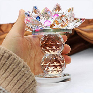 lot 6820 image: Waltz&F Crystal Lotus Flower Tealight Candle Holder 4.5 Inch,Colorful