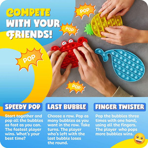 lot 6850 image: Loopa Push Pop Bubble Large Size 3PCS ,Sensory Popping Fidget Toy Silicone Squeeze, Anti-Anxiety & Stress Relief for Autism & Special Needs, Perfect ADHD Toy for Kids & Adults