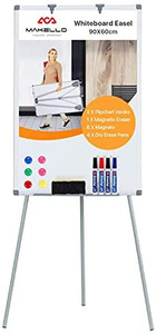 lot 6853 image: MAKELLO White Board Easel Dry Erase Board Magnetic Whiteboard with Stand for Classroom Teachers Office Home School, Adjustable Height, 36X24 inches