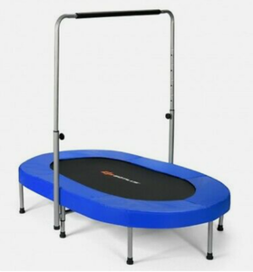 lot 6856 image: 50 Foldable Rebouncer Trampoline for 2 People wAdjustable Handrail Blue(images similar)