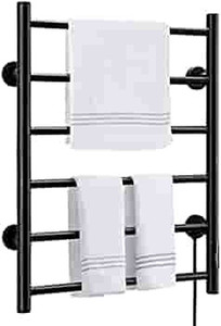 lot 6859 image: KEY TEK Heated Towel Warmer for Bathroom, Wall Mounted Hot Towel Racks with Timer, Stainless Steel Heated Towel Drying Rack, Plug-inHardwired(one pic for color and one for size)