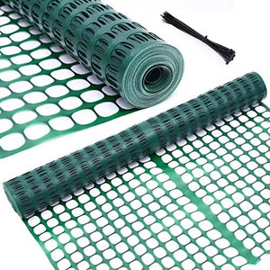 lot 6860 image: Ohuhu Garden Fence Animal Barrier, 4 x 100 Reusable Netting Plastic Safety Fence Roll, Temporary Pool Fence Snow Fence Economy Construction Fencing Poultry Fence for Deer, Rabbits, Chicken, Dogs