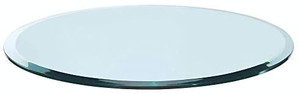 lot 6866 image: Bassett Glass  36 Round Tempered Glass Table Top - 12 Thick - Beveled Polished Edge