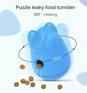 lot 6876 image: Pet Feeder Automatic Cat Dog Food Dispenser Auto Animal Feeding Puppy Toys Ball Varies from stock photo- grey instead of blue