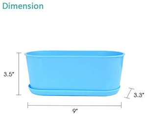 lot 6880 image: GrowLED Plant Pots 2-Pack Window Box Indoor Home Garden Planter, Modern Decorative Planter Pot for All Indoor Plants, Oval, Blue (9.0x3.3x3.5