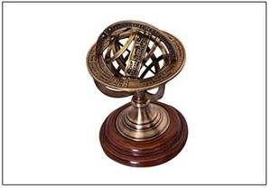 lot 6882 image: inaya nautical Brass Armillary Sphere Astrolabe On Wooden Base Maritime Nautical & Collectible