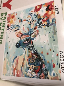 lot 6891 image: DIY Digital Paint by Number Giraffe Paint by Number Kit Kids Adults 20x15 Approx