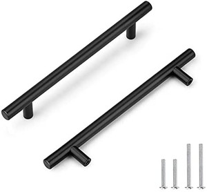 lot 7169 image: Probrico Stainless Steel Kitchen Cupboard Door Handle, Drawers, Black (Pack of 5)