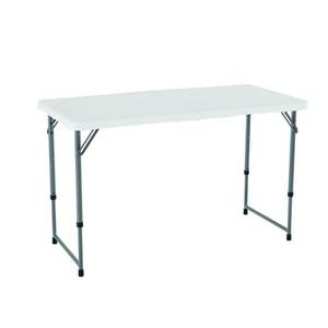 lot 7194 image: Lifetime 4 Fold-In-Half Adjustable Table, White Granite