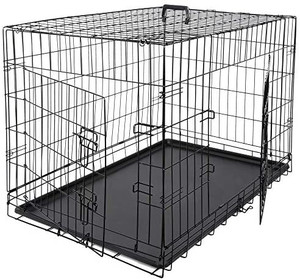 lot 7247 image: Dog Crate Double Door Folding Metal Kennel Cage