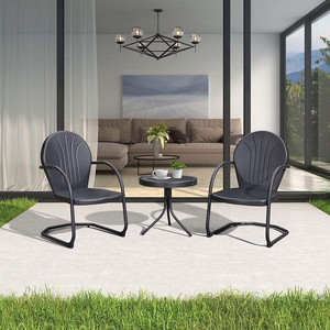 lot 7250 image: Purple Leaf Outdoor 3 Pieces Retro Patio Bistro Set, Metal Outdoor Chairs MSRP $241
