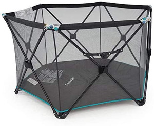 lot 7255 image: Pamo babe 6-Panel Portable Play Yard Indoor and Outdoor Babypen (Black