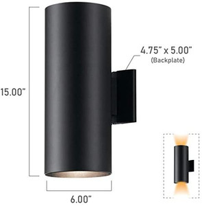 lot 7275 image: Kichler 9246BK Outdoor Cylinder Wall Mount Sconce
