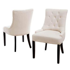 lot 7291 image: Christopher Knight Home Hayden Tufted Fabric Dining  Accent Chairs, 2-Pcs Set, Beige MSRP $310