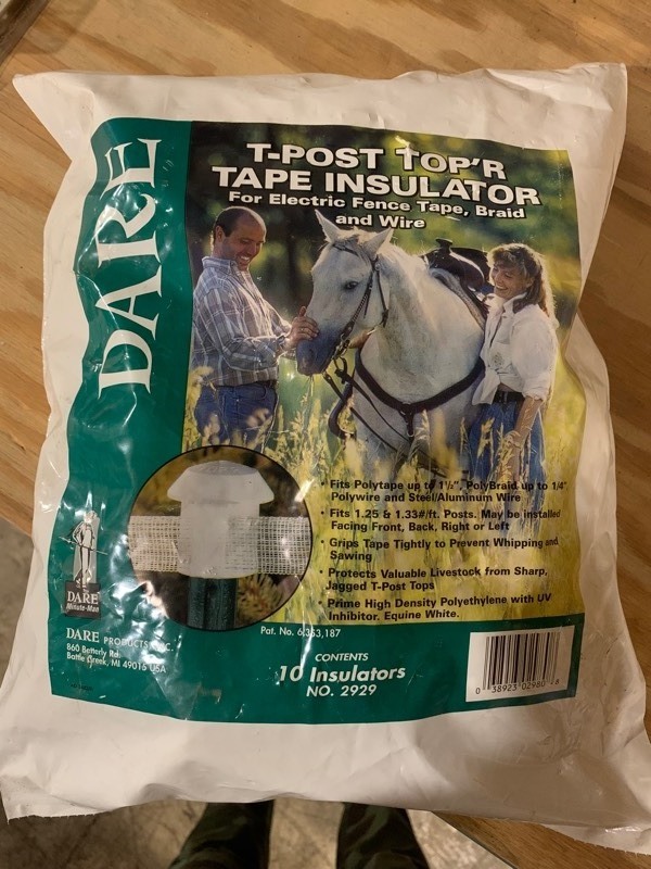 lot 107 image: New In Bag 10 Dare T-Post Topr Tape Insulators For Electric Fence Tape, Braid, and Wire