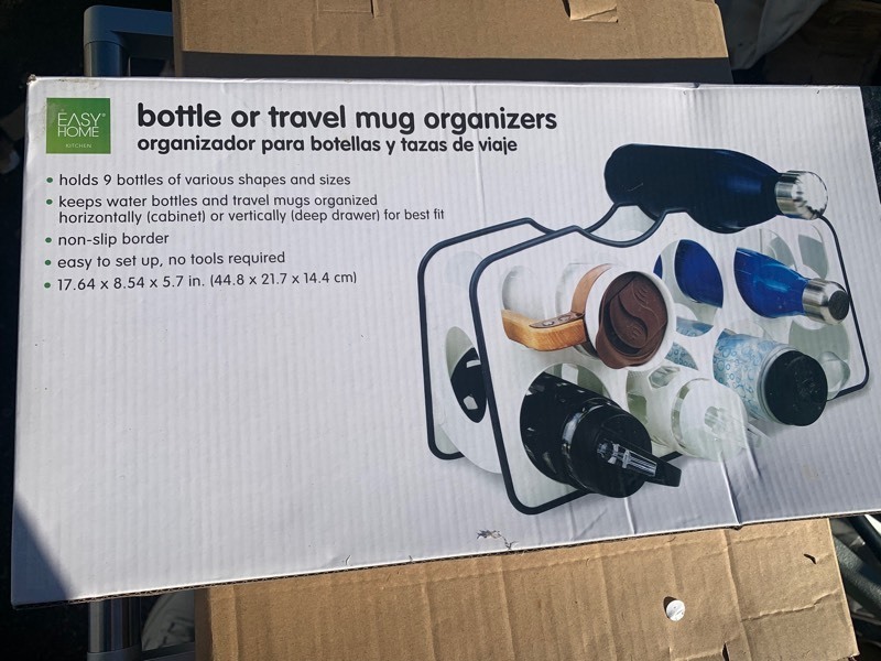 lot 130 image: New In Box Easy Home 9 Bottle and Travel Mug Organizer