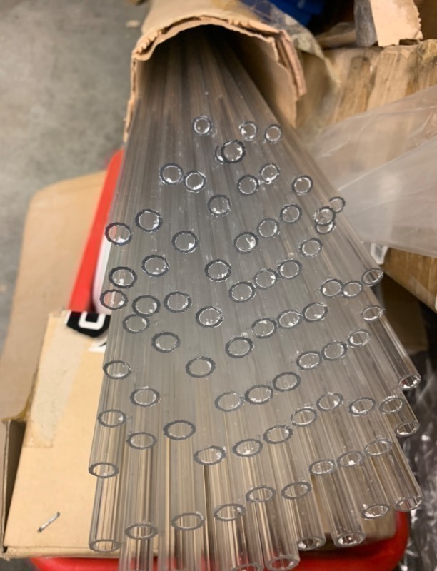 lot 549 image: Box of 6 12 ft Clear Plastic Tubes