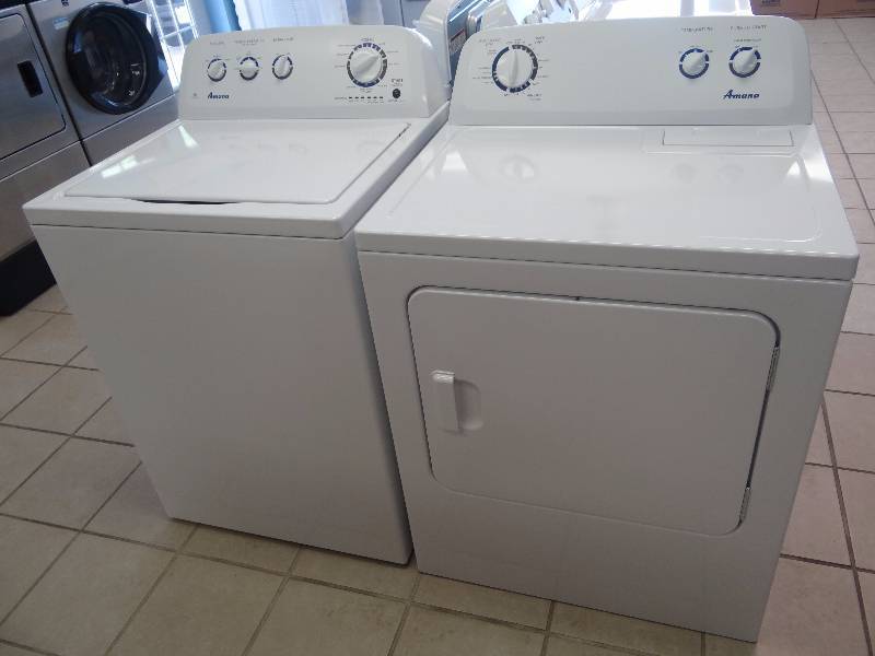 lot 1034 image: BRAND NEW Amana Top Load High Efficency Washer & Dryer SET