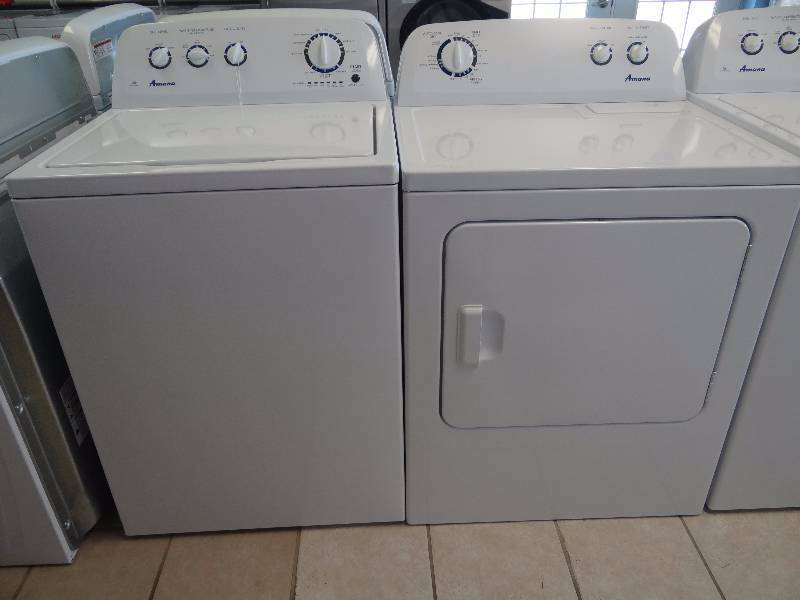 lot 1035 image: BRAND NEW Amana Top Load High Efficency Washer & Dryer SET