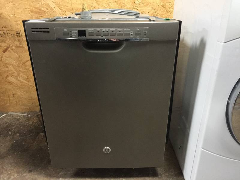 lot 221 image: GE  Front Control Dishwasher in Stainless Steel with Hybrid Stainless Steel Interior and Steam Cleaning