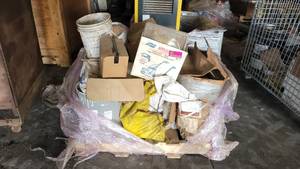 lot 8612 image: Full Box of Sandable Enamel Primer, Assorted Hardware and More
