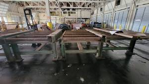 lot 8618 image: (3) Heavy Duty Steel Roller Conveyors