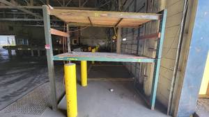lot 8620 image: Steel Pallet Racking W Wooden Shelves&nbsp