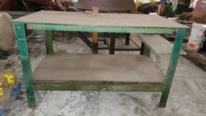 lot 8668 image: Green Steel Work Table&nbsp