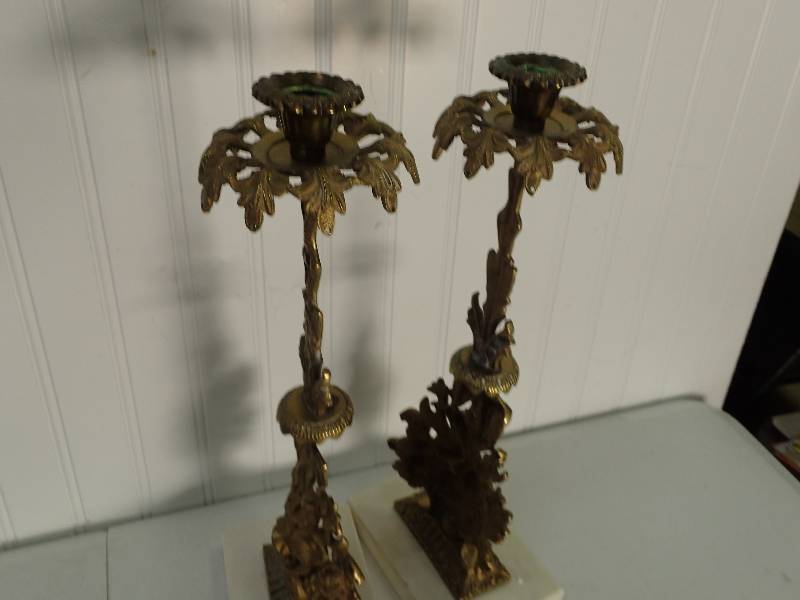lot 6232 image: Solid Brass Victorian Style Candle Stands