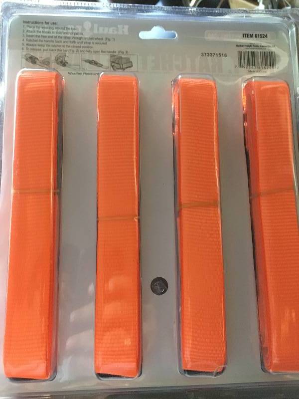lot 7003 image: New 4 Pack Ratcheting Tie Straps 15