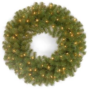 lot 31871 image: National Tree 24 North Valley Spruce Wreath with 50 Battery Operated Dual Led Lights