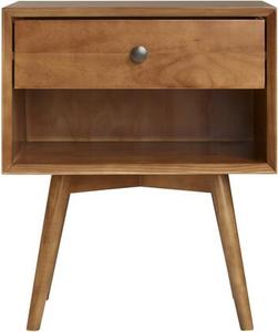lot 31906 image: MCM 1 Drawer Solid Wood Nightstand - Caramel