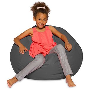 lot 31920 image: Posh Creations Bean Bag Chair for Kids, Teens, and Adults Includes Removable and Machine Washable Cover, 38in - Large, Heather Gray