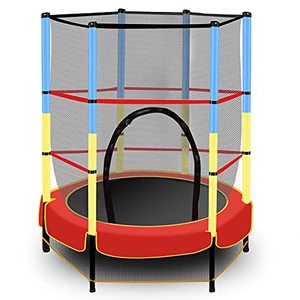 lot 31921 image: Kids Trampoline for Toddlers, 55 Trampoline for Kids, 5FT Outdoor & Indoor Toddler Mini Trampolines for Kids, with Safety Enclosure Net & Spring Pad, Nice Gifts for Boy and Girl 2-5 Ages