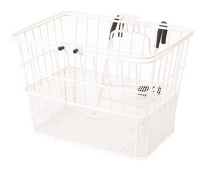 lot 31926 image: Retrospec Bicycles Detachable Steel Half-Mesh Apollo Bike Basket with Handles, Glossy White