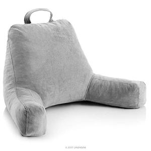 lot 31943 image: Linenspa Shredded Foam Pillow Perfect for Back Support While Relaxing, Gaming, Reading, or Watching TV - Soft Velour Cover, Standard, Stone