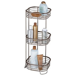 lot 31959 image: iDesign - 28661 Forma Metal Wire Corner Standing Shower Caddy, Bath Shelf Baskets for Shampoo, Conditioner, Soap, 9.5 x 9.5 x 26.25, Bronze