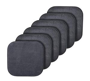 lot 31961 image: GoodGram 6 Pack Non Slip Ultra Soft Chenille Premium Comfort Memory Foam Chair PadsCushions - Assorted Colors (Charcoal Gray)