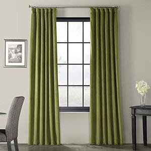 lot 31976 image: HPD Half Price Drapes VPCH-P Signature Blackout Velvet Curtain (1 Panel), 50 X 108, Basque Green