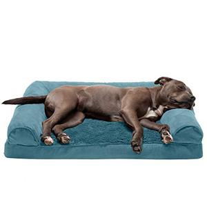 lot 31977 image: Furhaven Pet Bed for Dogs and Cats - Plush and Suede Sofa-Style Egg Crate Orthopedic Dog Bed, Removable Washable Cover - Deep Pool, Large