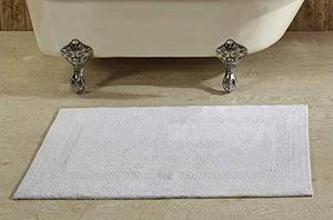 lot 31987 image: Better Trends Lux Collection in Race Track Pattern 100% Cotton Reversible Bath Mat Rug, 24 x 40 Inch, White