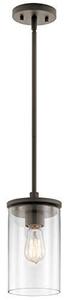 lot 36023 image: KICHLER Crosby 10.75 1 Light Mini Pendant with Clear Glass Olde Bronze�