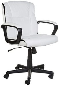 lot 36028 image: Amazon Basics Padded Office Desk Chair with Armrests, Adjustable HeightTilt, 360-Degree Swivel, 275Lb Capacity - White