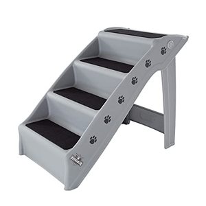 lot 36033 image: Pet Stairs Safe and Durable Indoor or Outdoor Ramp with 4 Step Design Cat or Dog Steps for Home and Vehicle by PETMAKER (Gray)