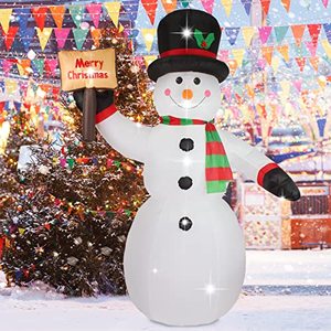 lot 36034 image: ASTEROUTDOOR 8ft Christmas Inflatable Decorations Built-in LED Outdoor Yard Lawn Lighted for Holiday Season, Quick Air Inflated, 8 Feet High, Snowman wBoard
