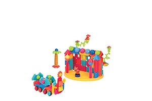 lot 37159 image: Bristle Blocks by Battat The Official Bristle Blocks 128 Pieces in a Bucket STEM Creativity Building Toys for Dexterity and Fine Motricity BPA Free 2 years 