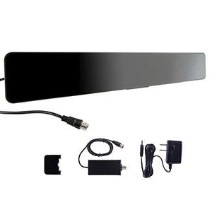 lot 37180 image: GE Indoor Amplified Digital HD TV Antenna, Modern Bar Design, Long Range Amplifier Signal Booster, Supports 4K 1080p VHF UHF HDTV, Smart TV Compatible, Black, 33691