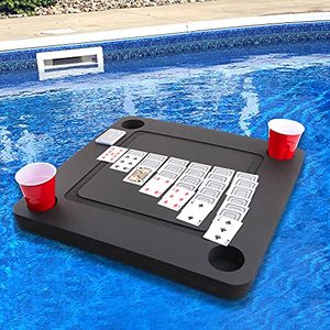 lot 37183 image: Polar Whale Floating Game or Card Table Tray for Pool or Beach Party Float Lounge Durable Foam 23.5 Inch Drink Holders with Waterproof Playing Cards Deck UV Resistant