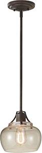 lot 37186 image: Feiss P1234RI Urban Renewal Glass Industrial Vintage Pendant Lighting, Iron, 1-Light (8W x 8H) 100watts