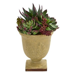 lot 37191 image: Nearly Natural 12 Mixed Succulent Artificial Plant, Green